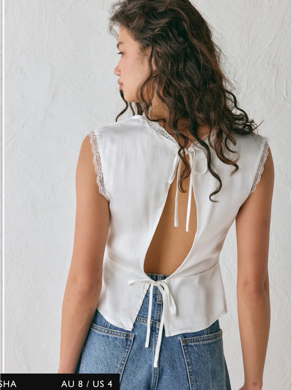 VINTAGE LOVER TIE BACK TOP WHITE - Picture 2 of 7